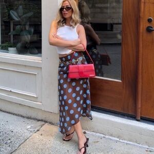 Zara POLKA DOT ASYMMETRIC SKIRT